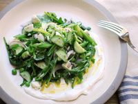 Spring Vegetable and Arugula Salad With Labne and Cucumbers Recipe