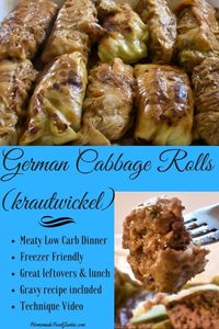 German Cabbage Rolls (krautwickel) | A savory, meaty, satisfying low carb dinner the whole family will enjoy. #cabbage #recipe #dinner #meat #lowcarb #germanrecipe #homemadefoodjunkie