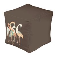 Neutral Color Pop Art Cranes   Pouf