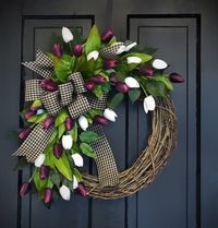 Tulip Wreath for Front Door Everyday Wreath Tulip Wreaths - Etsy