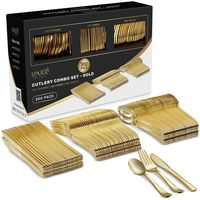 The SparkSettings premium gold plastic silverware heavy duty set will equip you with all that fancy plastic cutlery you need to host the most flashy parties. With 100 Gold Plastic Forks, 100 Gold Plastic Spoons and 100 Gold Plastic Knives, you can set the most beautiful, picture-worthy tables everyone will appreciate. After all, details make all the difference!