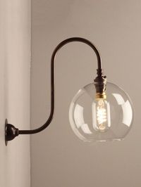 Clear Glass Globe Wall Light - Swan Neck - Hereford (industrial modern designer contemporary retro style)