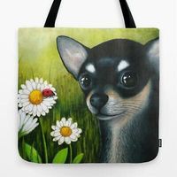 Tote Bag All over print Dog 79 Chihuahua art painting by L.Dumas  | eBay