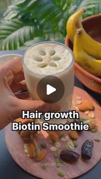 Ravika Thorat on Instagram: "🌟 Biotin-Rich Smoothie 🥛 | Drink for Hair Growth 🌿

Ingredients
🧋 5-6 Almonds
🧋 1 tbsp Peanuts
🧋 4-5 Cashews
🧋 1 tbsp Pumpkin Seeds
🧋 1 tsp Watermelon Seeds
🧋 2 Figs (Anjeer)
🧋 2 Dates
🧋 1 Banana
🧋 Milk (as needed)

Method
1️⃣ Soak all the dry ingredients (almonds, peanuts, cashews, pumpkin seeds, watermelon seeds, figs, and dates) in water overnight.
2️⃣ Blend the soaked ingredients (with water), banana, and milk until smooth.
3️⃣ Pour into a glass and enjoy your nutrient-packed, hair-loving smoothie!

🕘 Best Time to Drink: Morning on an empty stomach for maximum benefits.

✨ Health Benefits
✅ Supports healthy hair growth with biotin-rich ingredients.
✅ Boosts skin health and provides a natural glow.
✅ Enhances energy levels with natural sugars an