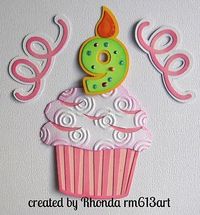 Birthday Girl Cupcake #9 paper piecing for scrapbook pages by Rhonda rm613art