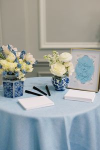 Breaking Tradition: Explore how the serene touch of blue is revolutionizing the traditional all-white bridal shower theme. Evoke a sense of tranquility with a harmonious blend of white and blue, as showcased at Katie's dreamy bridal shower.