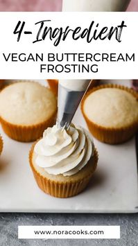  

Learn how to make the best vegan buttercream frosting! It pipes perfectly, needs only 4 ingredients and tastes incredible. Makes 2 1/2 cups or enough for 24 cupcakes or a 8-9 inch layer cake.

All the details here --> https://www.noracooks.com/vanilla-vegan-frosting/

Ingredients:

vegan butter

powdered sugar

non-dairy milk

pure vanilla extract

