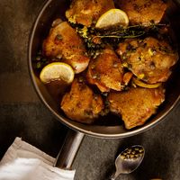 Sauvignon Blanc adds zip to the lemon-and-caper-infused liquid.More Chicken Recipes...