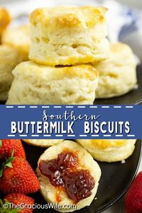 These simple homemade Southern Buttermilk Biscuits are flaky and tender. They're easy to make at home from scratch. Slather them in butter and see just how deliciously light and tender they are.