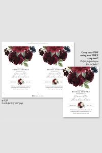 Purchase this listing to instantly download, edit and print your own Burgundy fall floral Bridal Shower Invitations! Download your high resolution 5"x7" template instantly after your payment is complete!