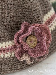 Easy Button Flower Beanie, Free Crochet Pattern in 5 Sizes - Kirsten Holloway Designs