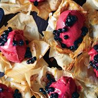 Phyllo Flowers With Sorbet and Blueberries Recipe | Epicurious