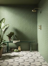 2020 Bathroom and Kitchen Tile trends- love the unique tile layout