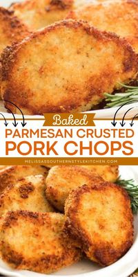 Cleanup is a breeze in this easy dinner idea! Tender and juicy with a crispy, seasoned coating, these Baked Parmesan Crusted Pork Chops are the BEST. Save this boneless pork chop recipe and try this main dish!