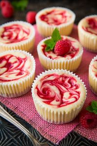 Raspberry Swirled Mini Cheesecakes - Cooking Classy