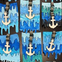 Natalie Hebert on Instagram: "4th grade created these #JenStark inspired drips with chains and anchors. ⚓️ When I saw these on @mrscook_teaches_art’s instagram I knew they would be a great addition to our ocean inspired art show!"