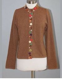 192. HWR MONOGRAM Anthropologie "Button Jar" Cardigan Sweater Knit Top M RARE | eBay