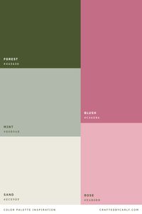 Discover a stunning rose pink and forest green color palette perfect for your brand. This modern, neutral scheme blends pink, rose, green, and cream, inspired by nature's floral beauty. Ideal for creating sophisticated and elegant visuals, this palette offers versatile brand color palette ideas. Find inspiration and hex codes to bring your designs to life with a touch of natural charm and contemporary appeal.