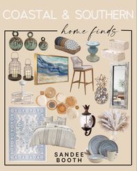 Coastal and southern home decor finds, home favorites, living room and bedroom coastal home decor finds