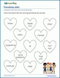 Exercises for building friendships and resolving conflict. Free | Social & emotional | Worksheets | Kindergarten | Printable