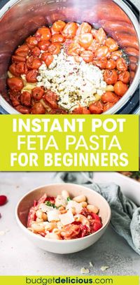 This Instant Pot Baked Feta Pasta with tomatoes is trending on TikTok and with good reason! It’s incredibly flavorful and so easy to make! Combine tomatoes and feta cheese and bake them to creamy perfection before adding your favorite pasta in thei budget friendly meal. Your whole family will love this easy recipe. Click through to get this awesome Instant Pot Feta Pasta recipe. #instantpot #tiktok #bakedpasta #fetapasta #budgetmeal #pasta #recipe