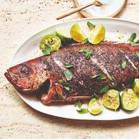 Sumac-Roasted Snapper With Lime Yogurt Recipe | Epicurious