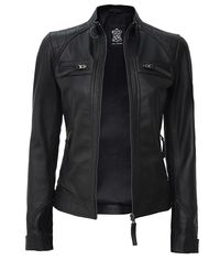 This slim fit women's black motorcycle leather jacket is an incredible addition to women's wardrobe. Stylish cut & soft leather will give you luxurious feel.