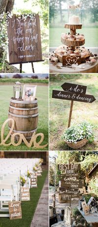 chic rustic wedding ideas with wooden sign