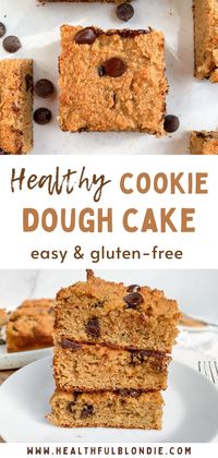 Fluffy healthy cookie dough cake bars that are paleo, gluten-free, dairy-free, and refined sugar-free! Ready in 35 minutes, this easy and insanely moist pound cake recipe is perfect as a healthy snack or dessert. #paleocakerecipe #glutenfreecakerecipe #healthydessertrecipe #glutenfreedessert #paleodessert #dairyfreecake