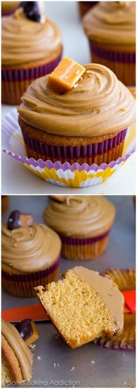 Sweet caramel cupcake, thick salted caramel frosting