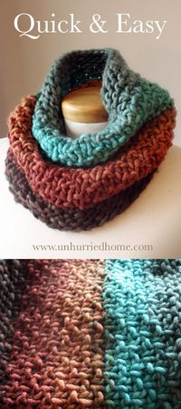 This quick and easy cowl uses the "Three Turn Cowl" knitting pattern from CreatingLaura.com; the yarn is Freia Handpaint Yarns' Super Bulky in Canyon. It was a great last-minute Christmas gift, knitting up in less than 24 hours.