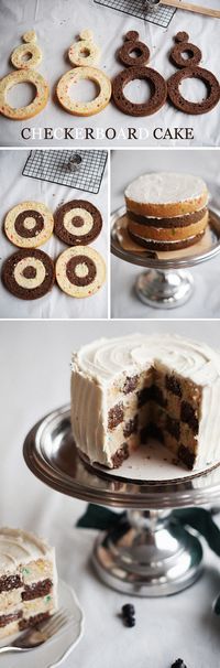 Checkerboard Cake l easy instructions that don't require a special baking pan...I've always wondered...