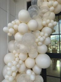 #ad bridal shower clear and white balloon arch