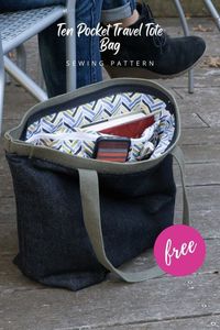 Ten Pocket Travel Tote Bag FREE sewing pattern. As the name suggests this is a Tote Bag with an amazing TEN pockets, which is obviously ideal for using as a Travel Bag. So if you are someone who would like to be more organized then this project will be absolutely perfect for you. Free tote bag sewing pattern with lots of pockets. PDF download. SewModernBags