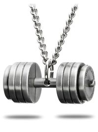 Shields Of Strength Men's Antique Finish Stack Plate Dumbbell Necklace-Phil.4:13- Front View