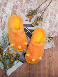 Orange Preppy    Colorblock Novelty Slippers    Women Shoes