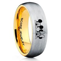 Mickey Mouse Ring, Minnie Mouse Ring, Mickey and Minnie Ring, Mickey Mouse Wedding Band, Disney Wedding Band, Disney Ring, Silver Tungsten Wedding Ring, Disney Jewelry