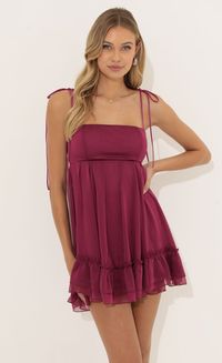 Holiday Dresses > Destiny Chiffon Baby Doll Dress in Mauve