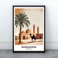 Marrekesh Travel Printable Poster - Morocco Travel Poster - Cityscape Painting - Digital Print Wall Art - Marrakesh Decor - Morocco Travel