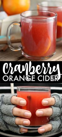 Cranberry Orange Cider only takes about 15 minutes to make and is perfect for all the winter and holiday activities that leave you cold and in need of warming up! | www.persnicketyplates.com #cider #cranberry #orange #drinks #hotdrinks #easyrecipe #fallrecipes