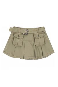 khaki cargo mini skirt, cute skirts, pleated short skirt, summer skirts, micro skirt, low rise skirt