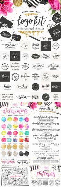 Mademoiselle + LOGO KIT & Extras! by Pink Coffie on @creativemarket