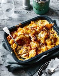 This potato bake recipe, packed with Manchego cheese and chorizo, is a comforting dinner perfect for sharing with friends.