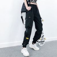 Women Fashion Streetwear Cargo Pants Black Ankle Length Elastic Waist Joggers Female Loose Trousers Casual Plus Size Haren Pants