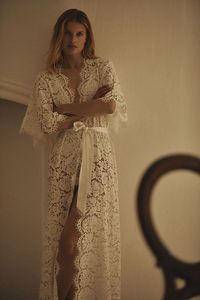 Homebodii Saskia Long Lace Robe