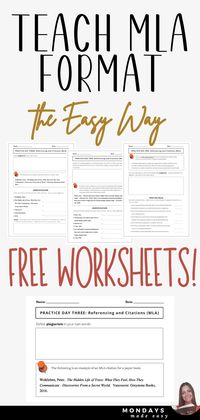 Here is a free resource for teachers! This freebie provides three days worth of handouts and printables to teach English Language Arts students how to write MLA citations.