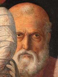 Mantegna ; presentation in the temple; Saint Joseph - detail