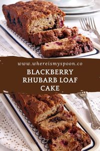 This blackberry rhubarb loaf cake is made with brown sugar; it's sweet and tangy -  a delightful cake recipe that's perfect in spring.