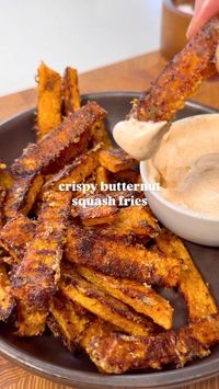 Arash Hashemi on Instagram: "CRISPY BUTTERNUT SQUASH FRIES
.
These butternut squash are one of my favorite recipes for the fall. They come out crispy and SO delicious.
.
They’ve got the perfect balance between sweet, salty, and smoky.
.
Very important for this recipe - these need to be coated in freshly shredded Parmesan or pecorino, and go in at high temp.
.
Here is how I made them:
.
1.Grab a large butternut squash and carefully cut in half with a sharp knife. Remove the seeds, then peel (optional).
.
2.Cut into fry shapes. You’ll want about 1/4 to 1/3 inch thickness max so it cooks evenly and gets crispy. They can’t be too thick! 
.
3.Now, to season it up. I added 4-5 tbsp avocado oil, a couple generous pinches salt, 1 tsp smoked paprika, 1 tsp thyme or oregano, 1 tsp onion powder, and 