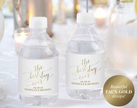 $6.50 Faux Gold Wedding Water Bottle Label, Water Bottle Labels Wedding, Water Bottles Personalized, PDF Instant Download, #BPB324_31